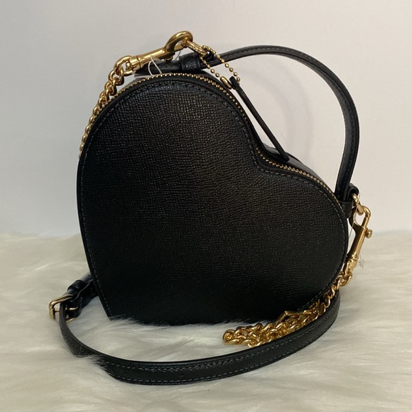 NWT Coach Heart Crossbody Faux Leather Bag in Black Adjustable Strap - Picture 7 of 13
